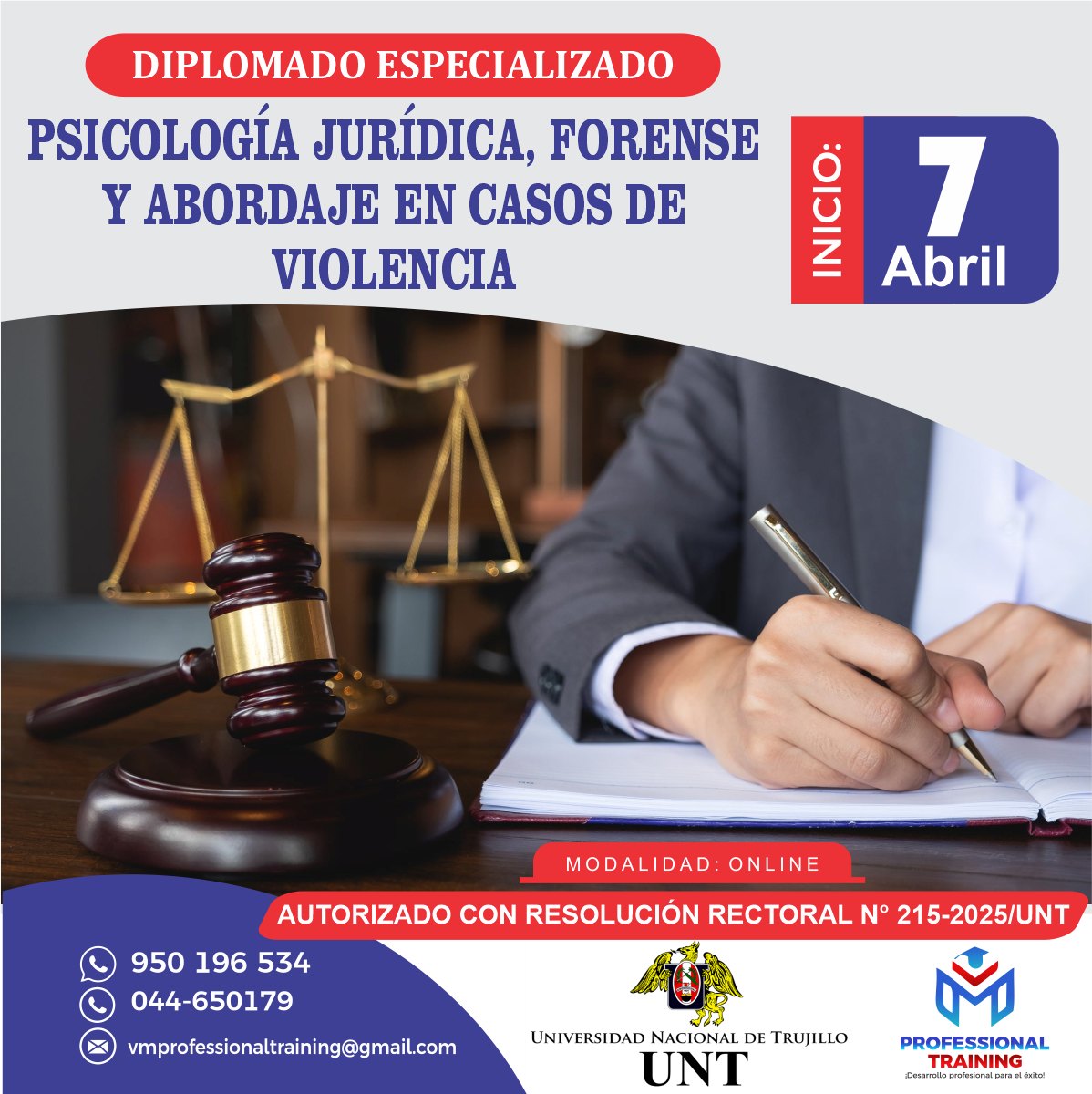 DIPLOMADO ESPECIALIZADO EN PSICOLOGÍA JURÍDICA, FORENSE, Y ABORDAJE EN CASOS DE VIOLENCIA.