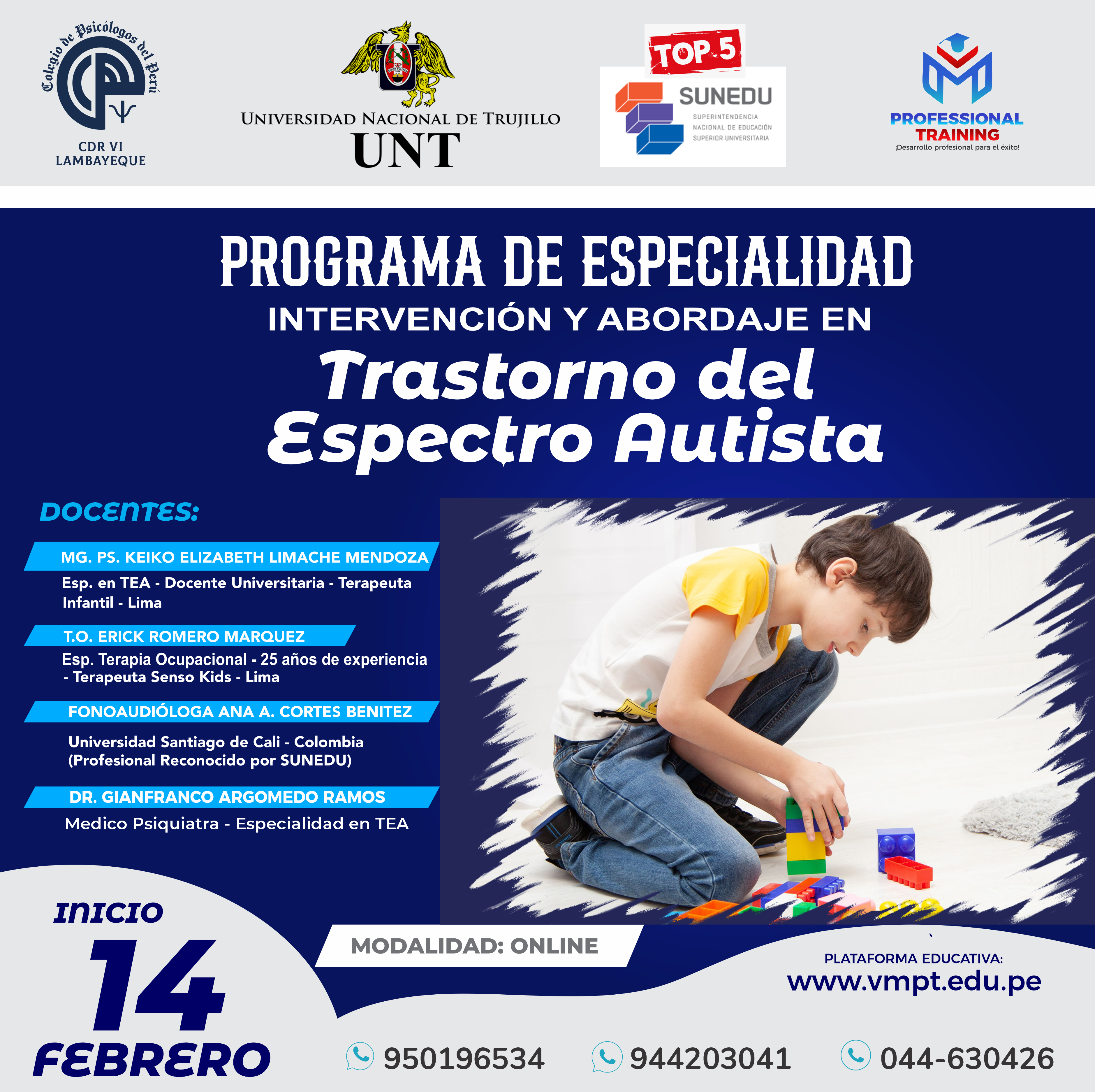 PROGRAMA DE ESPECIALIDAD EN INTERVENCIÓN Y ABORDAJE EN TRASTORNO DEL ESPECTRO AUTISTA 2026